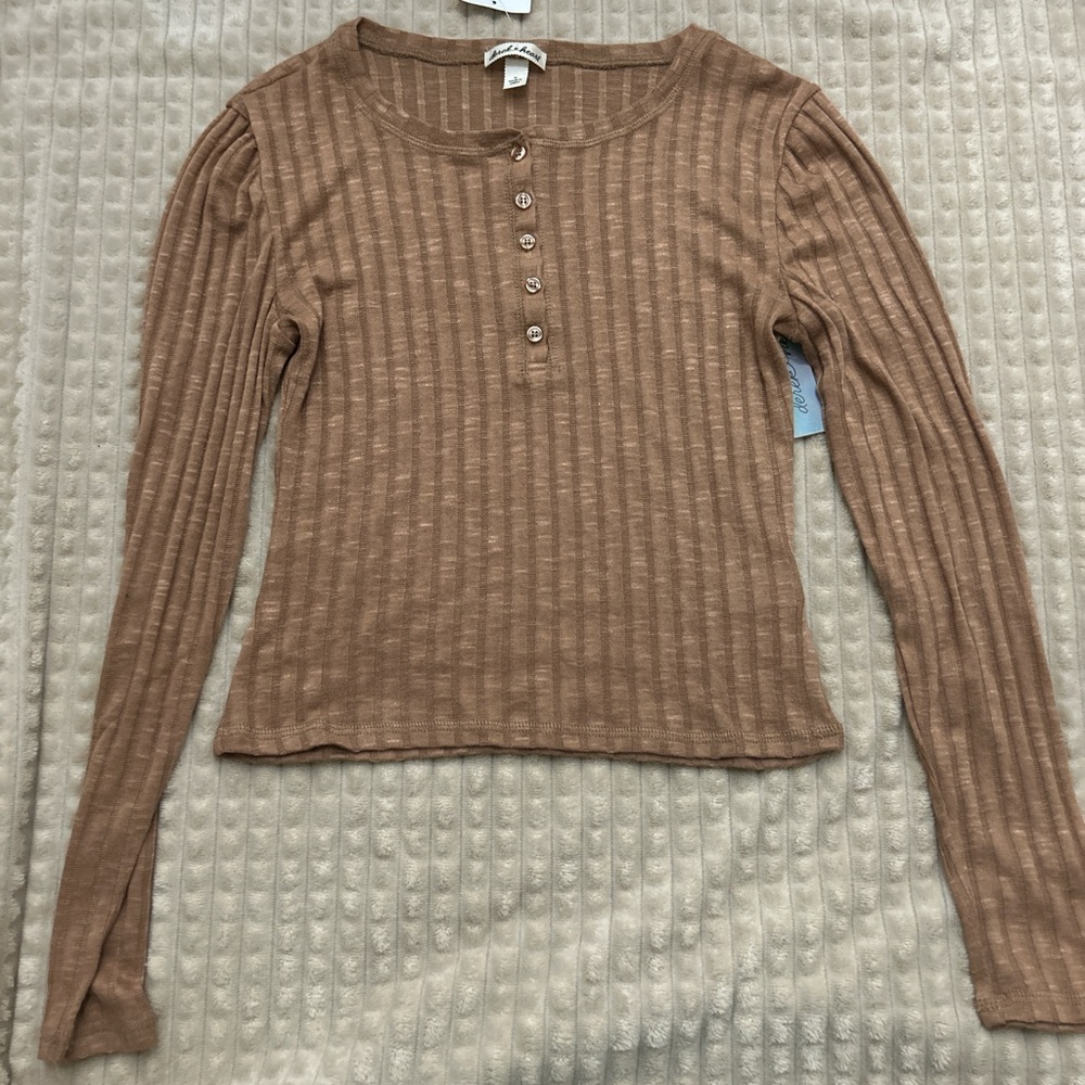 Brown Long Sleeve Henley